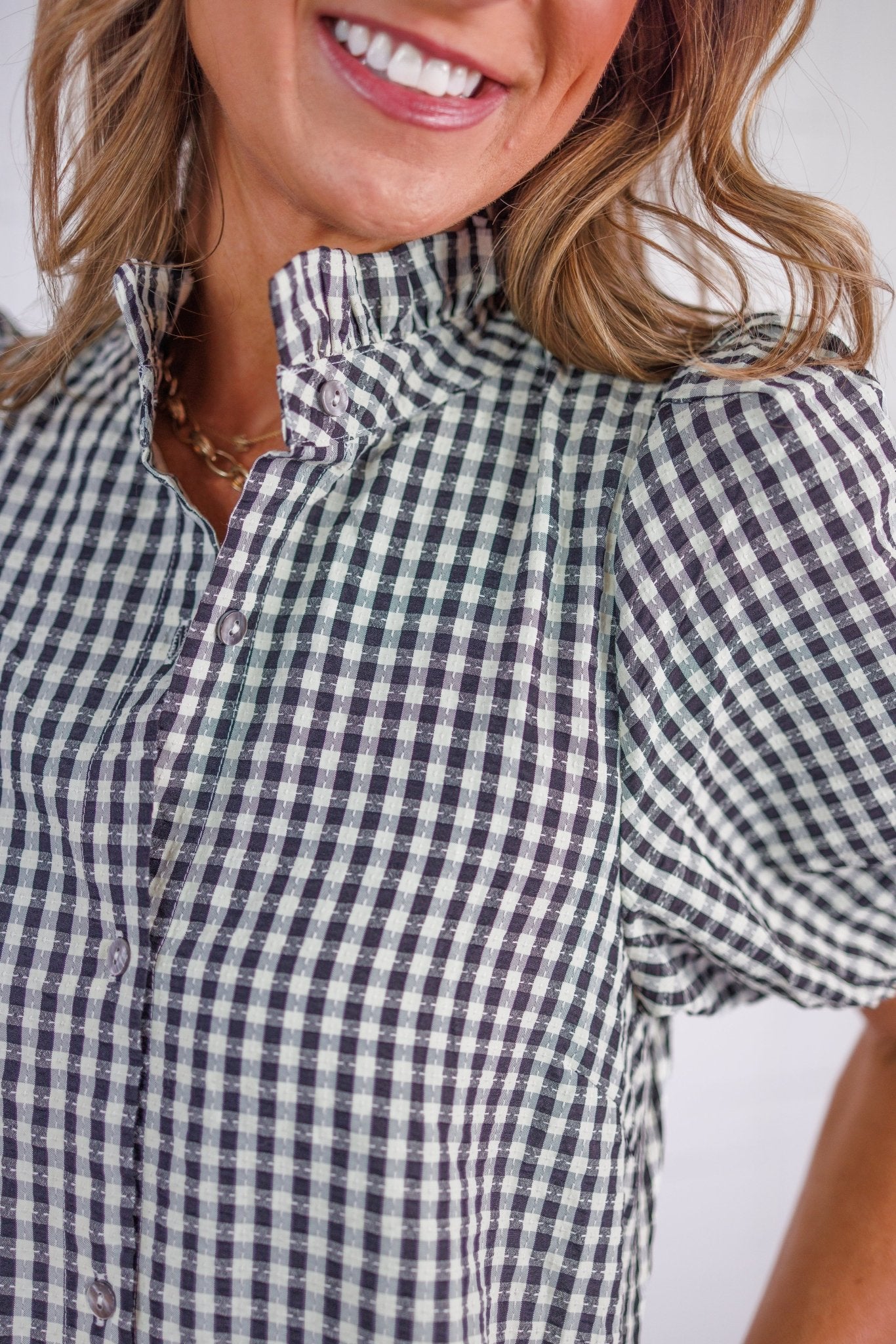Wendy Black + Ecru Gingham Maxi Shirt Dress Entro