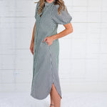 Wendy Black + Ecru Gingham Maxi Shirt Dress Entro