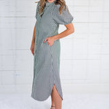 Wendy Black + Ecru Gingham Maxi Shirt Dress Entro