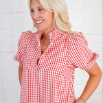 Wendy Red + Ecru Gingham Maxi Shirt Dress Entro