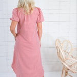 Wendy Red + Ecru Gingham Maxi Shirt Dress Entro