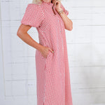 Wendy Red + Ecru Gingham Maxi Shirt Dress Entro