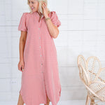 Wendy Red + Ecru Gingham Maxi Shirt Dress Entro