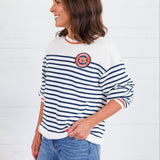 Wesley Navy Striped Sweatshirt Sunday Edition