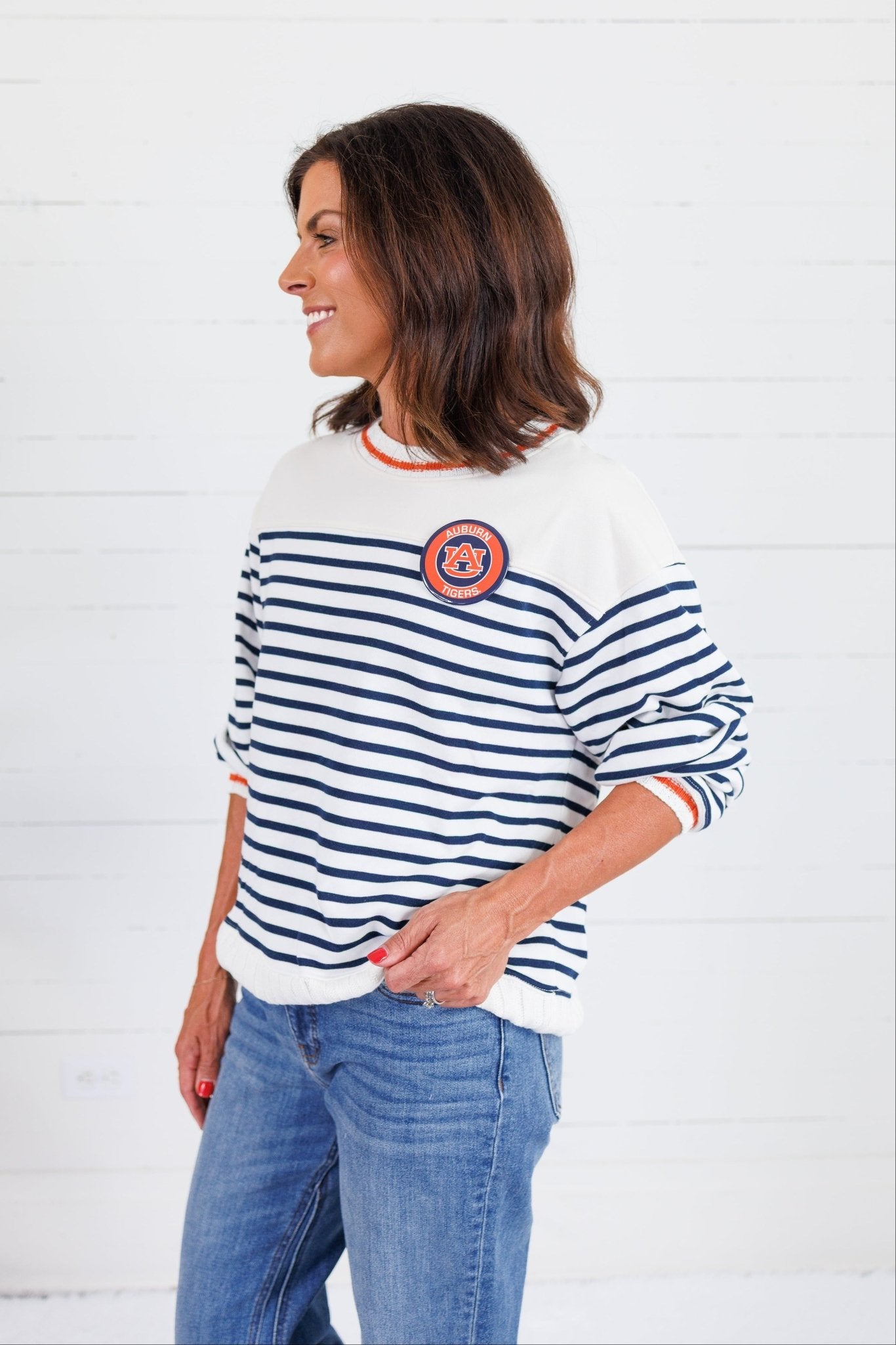 Wesley Navy Striped Sweatshirt Sunday Edition