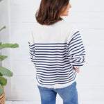 Wesley Navy Striped Sweatshirt Sunday Edition