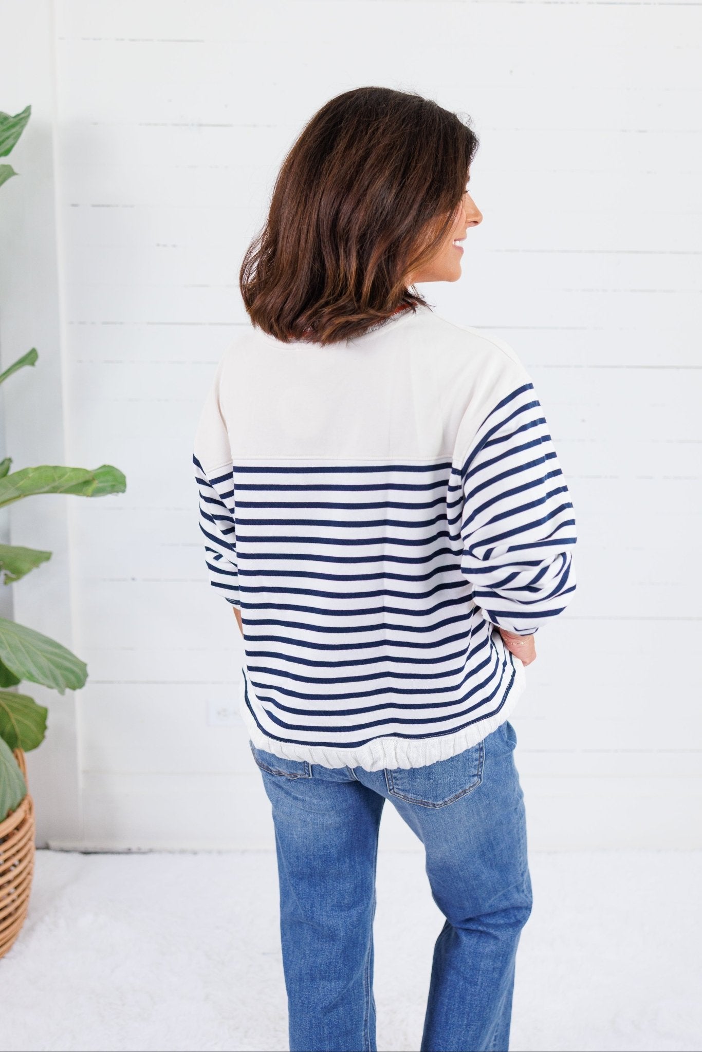 Wesley Navy Striped Sweatshirt Sunday Edition