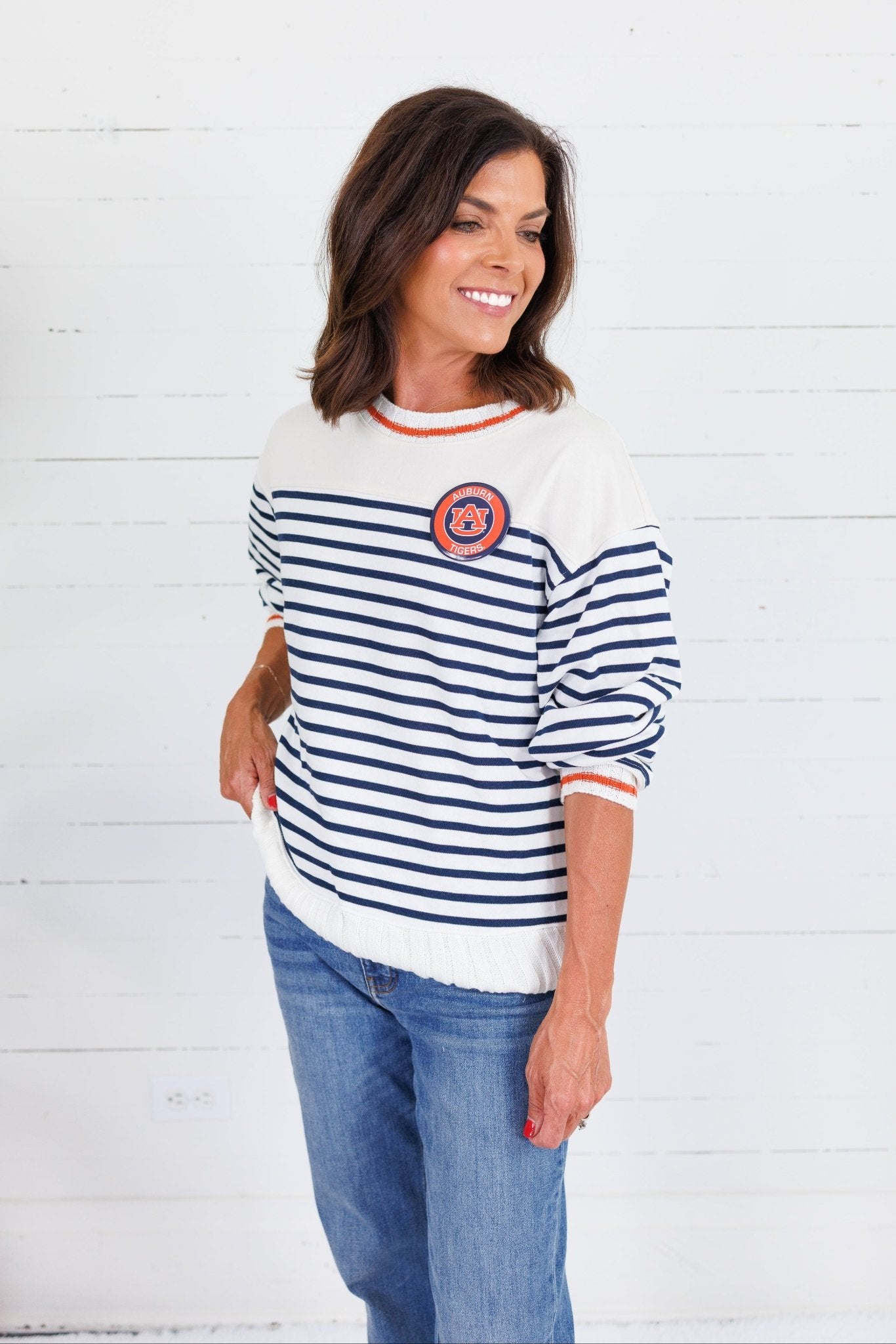 Wesley Navy Striped Sweatshirt Sunday Edition