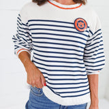 Wesley Navy Striped Sweatshirt Sunday Edition