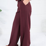 Weston Wine Wide Leg Trouser Pant Lucy Paris