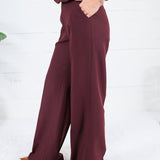 Weston Wine Wide Leg Trouser Pant Lucy Paris