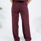Weston Wine Wide Leg Trouser Pant Lucy Paris