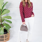 Whiskey Burgundy + Ivory Dots Sweater Polagram