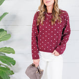 Whiskey Burgundy + Ivory Dots Sweater Polagram