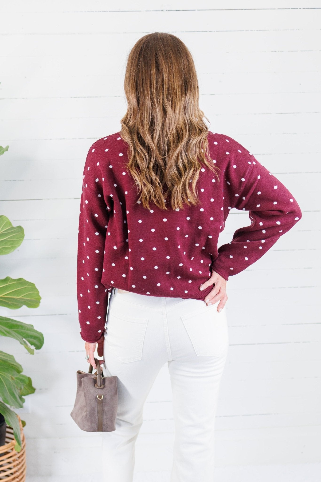 Whiskey Burgundy + Ivory Dots Sweater Polagram