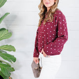 Whiskey Burgundy + Ivory Dots Sweater Polagram