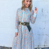 Wide Olive Suede Look Belt with Organic Statement Buckle