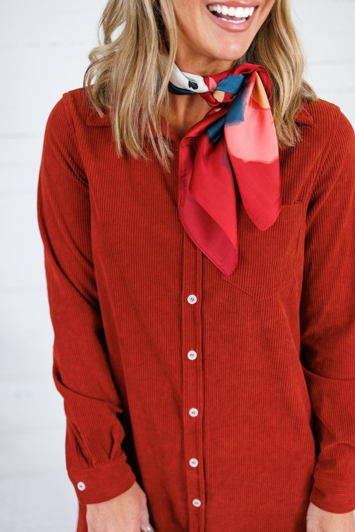 Wilson Clay Corduroy Button Down Midi Dress LA Society