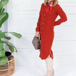 Wilson Clay Corduroy Button Down Midi Dress LA Society