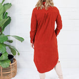 Wilson Clay Corduroy Button Down Midi Dress LA Society