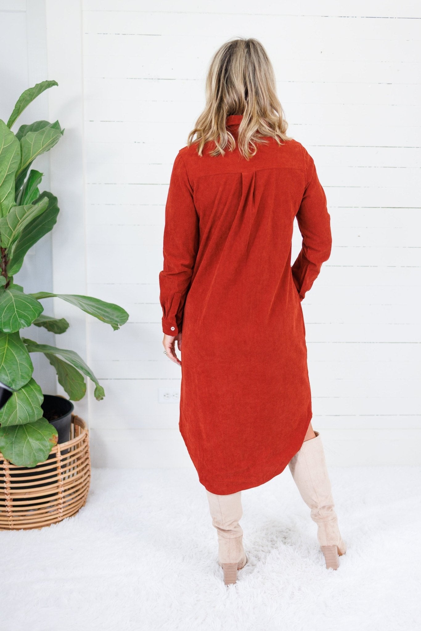 Wilson Clay Corduroy Button Down Midi Dress LA Society