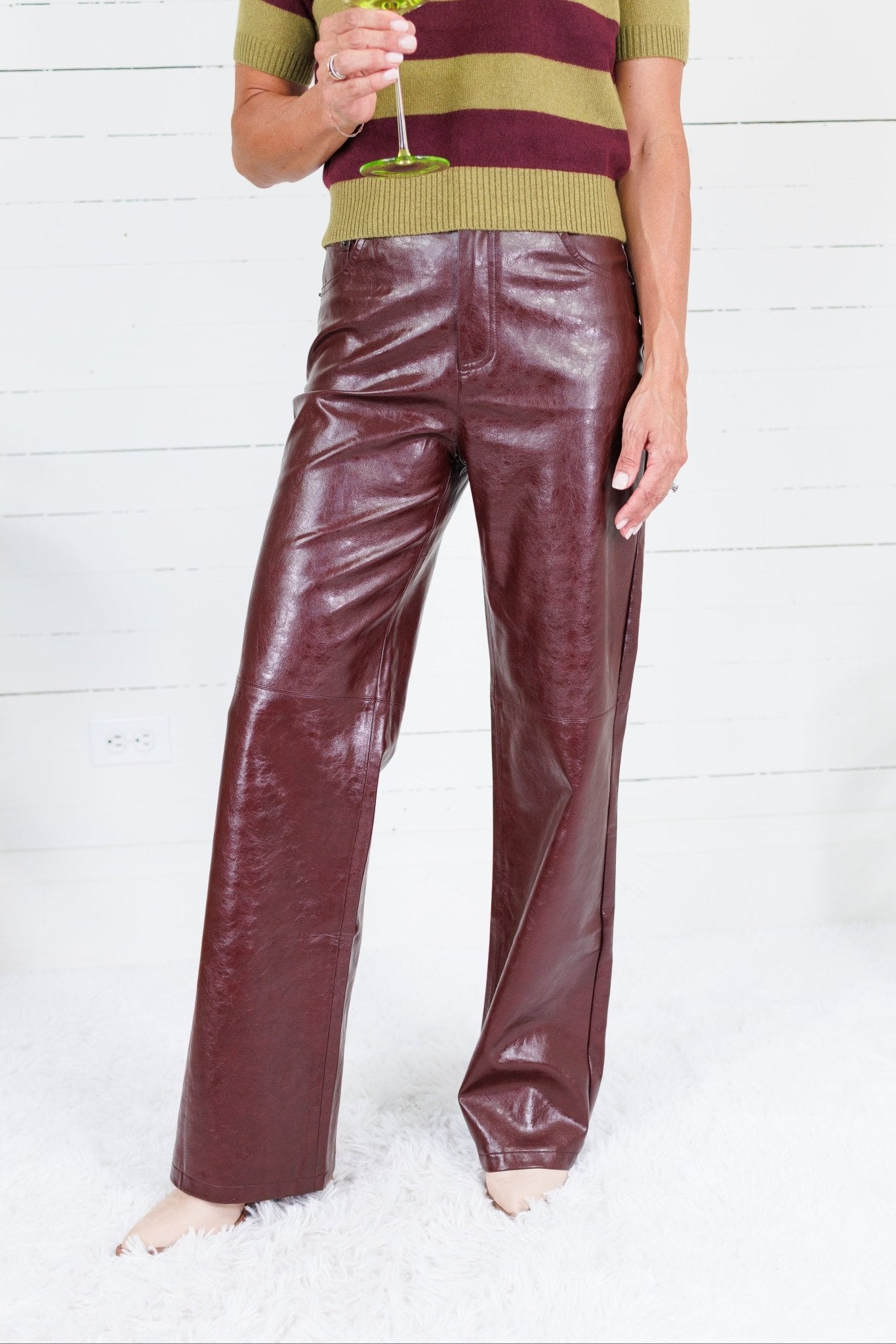 Windsor Wine Pleather Pants Lucy Paris