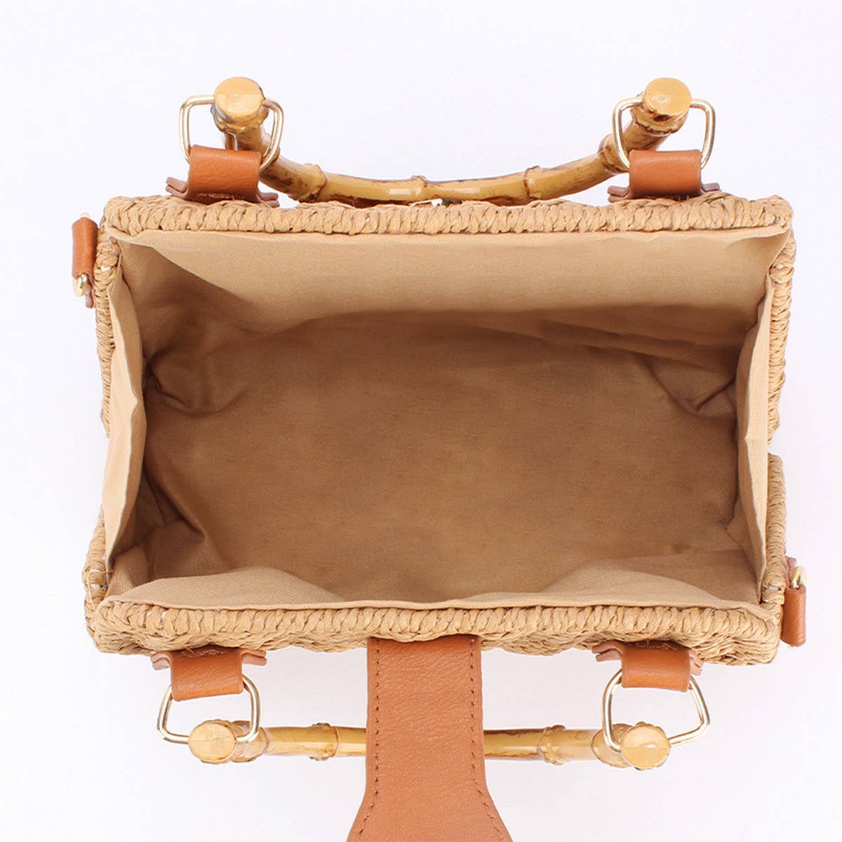 Woven Straw + Bamboo Handle Bag