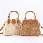 Woven Straw + Bamboo Handle Bag