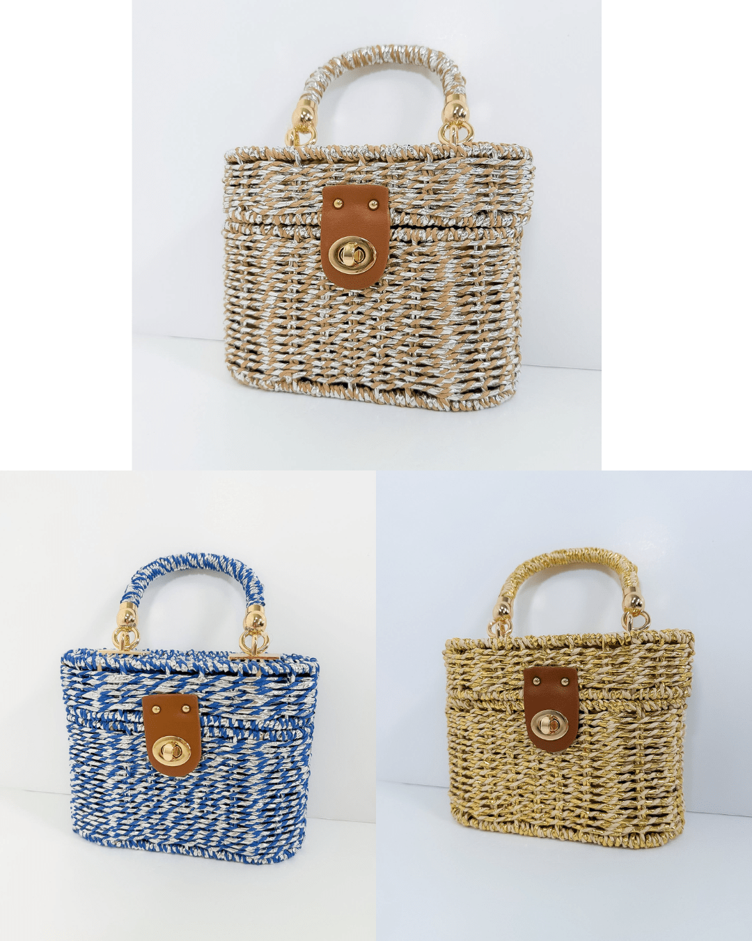 Woven Top Handle Box Bag - A4 Accessories - Handbags - Clover + Bee