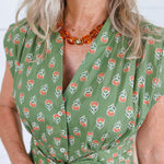 Xonnie Olive + Orange Floral Dress