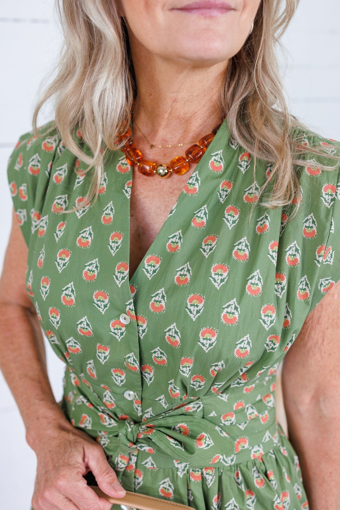 Xonnie Olive + Orange Floral Dress