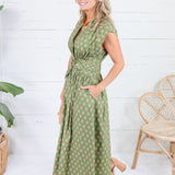 Xonnie Olive + Orange Floral Dress