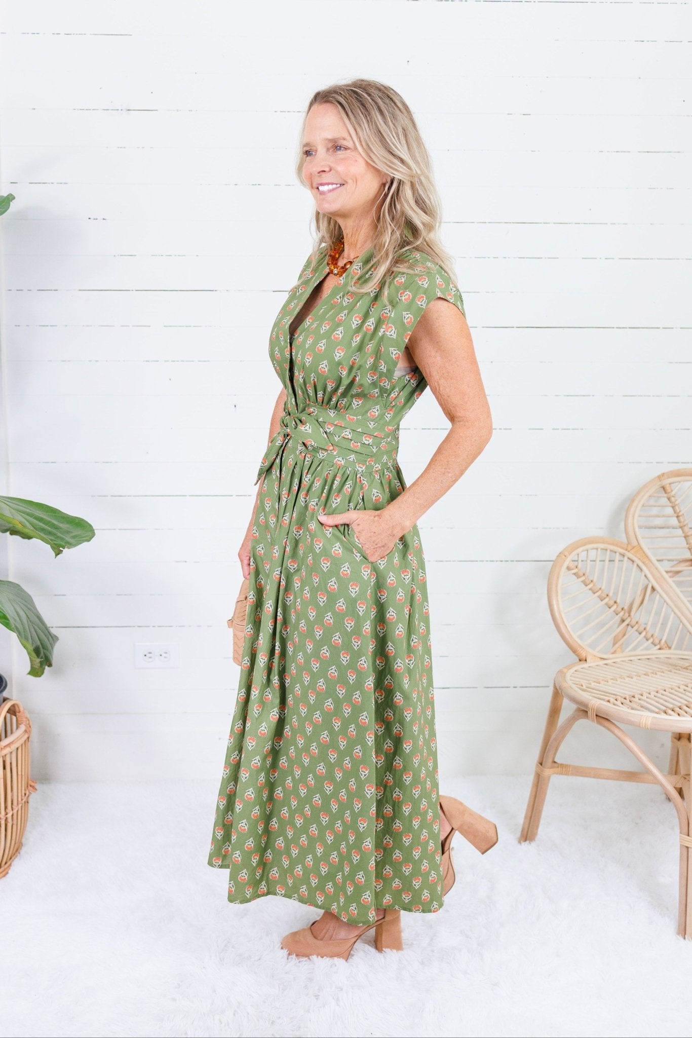 Xonnie Olive + Orange Floral Dress