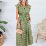 Xonnie Olive + Orange Floral Dress
