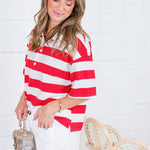 Yankee Doodle Red Stripe Knit Top Buttermelon