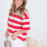Yankee Doodle Red Stripe Knit Top Buttermelon