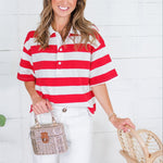 Yankee Doodle Red Stripe Knit Top Buttermelon