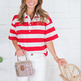 Yankee Doodle Red Stripe Knit Top Buttermelon