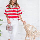 Yankee Doodle Red Stripe Knit Top Buttermelon