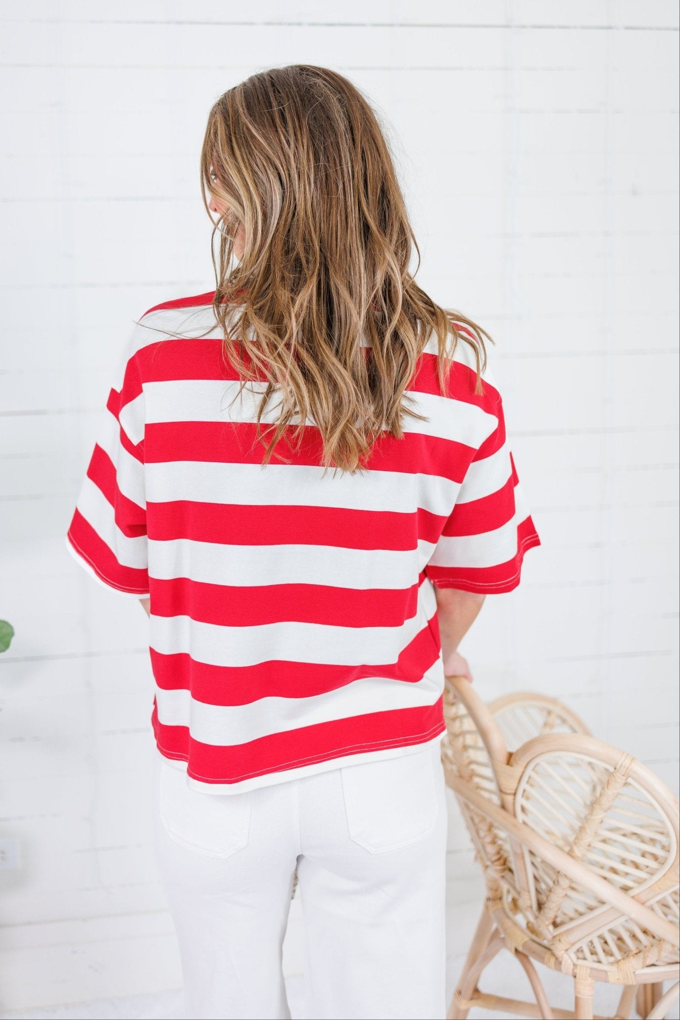 Yankee Doodle Red Stripe Knit Top Buttermelon