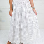 Yasmin Polka Noir Smocked Waist Skirt Adrienne