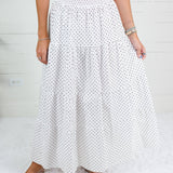 Yasmin Polka Noir Smocked Waist Skirt Adrienne