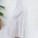 Yasmin Polka Noir Smocked Waist Skirt Adrienne