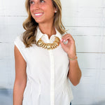Yennti Ivory Sleeveless Button Top MOD REF 