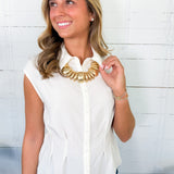 Yennti Ivory Sleeveless Button Top MOD REF 