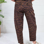 Zula Brown Zebra Barrel Leg Pants Lalavon