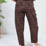 Zula Brown Zebra Barrel Leg Pants Lalavon