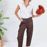 Zula Brown Zebra Barrel Leg Pants Lalavon