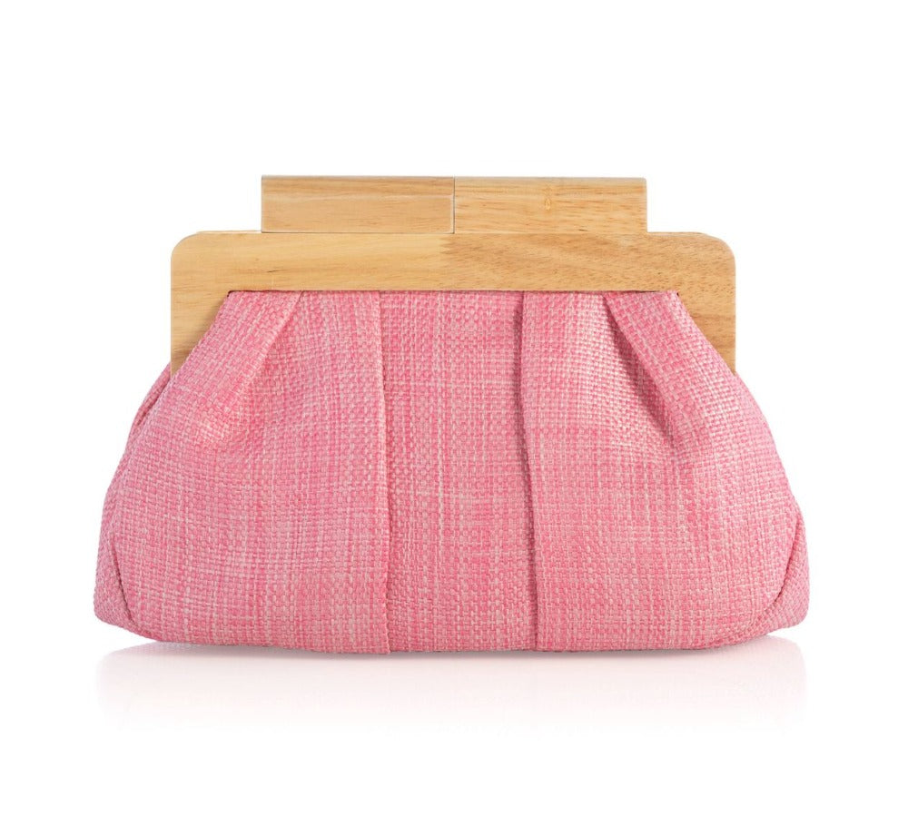 Alessa PInk Woven Clutch | Clover and Bee
