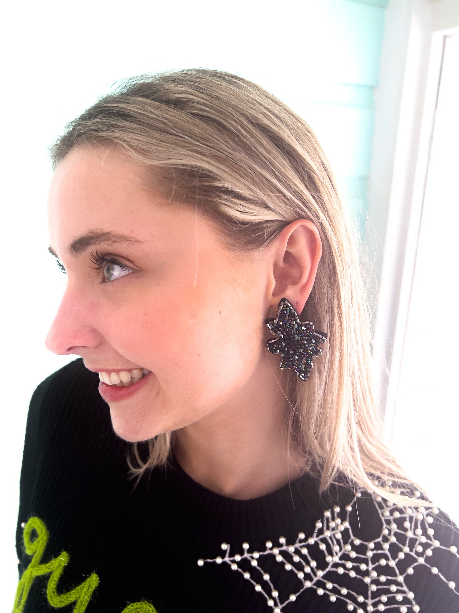 Beaded Bat Earrings